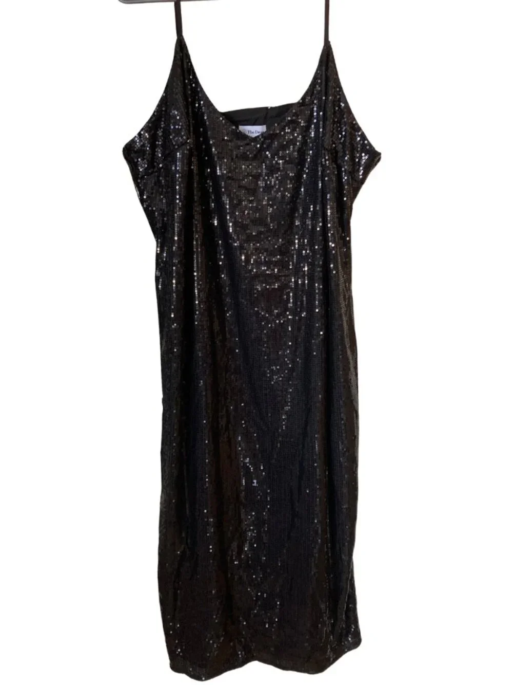 The Drop 2XL Black Sequin Midi Slip Dress NWT Party Cocktail Prom Wedding Glam - Picture 2 of 6